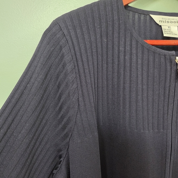 Misook Exclusively Women's Navy Sweater Zip Cardigan Old Money Designer Size XL - Picture 4 of 9